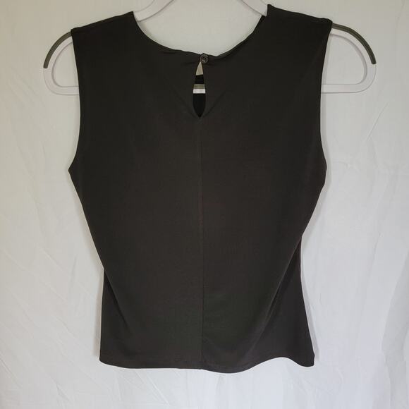 Calvin Klein Black Sleeveless Pleated Round Neck Minimal Classic Blouse Size 4 - Picture 10 of 10